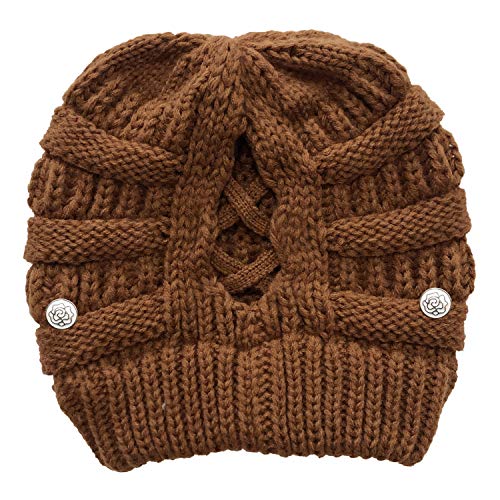 Strickmütze für Damen und Herren, Totenkopf-Mütze, Outdoor-Läufer, Messy Bun, Pferdeschwanz-Mütze, 48–60 cm Household faucets von Generic