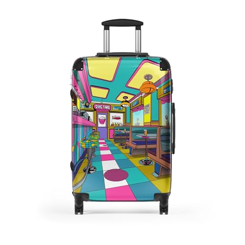 Stylischer Popart Hartschalenkoffer, leicht, mit vier Doppelrollen, ideal für Reisende unterwegs, Bunt, Medium von Generic