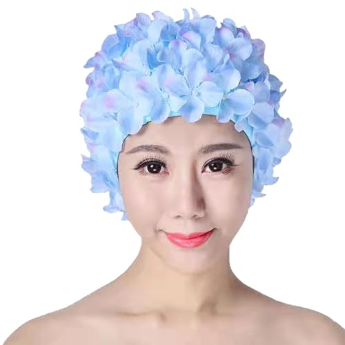 Süße Badekappen | Vintage Blumen Badekappe Blumenblüten Bademütze - Turban-Badekappe für langes Haar, Bademütze, Badekappen, Ohrenhaarschutz, einfaches An- und Ausziehen von Generic