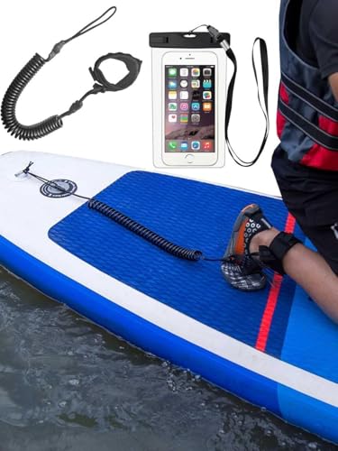 Surf SUP Board Leine,Kajak Paddel Leine,Anti-verschränkung Und Elastisch Dehnbar Surfboard Leash,Aufgerollte TPU Stand Up Paddle Board Fesselriemen Fußschlaufe, mit wasserdichte Handytasche Surf SUP Board Leine,Kajak Paddel Leine,Anti-verschränkung Und Elastisch Dehnbar Surfboard Leash,Aufgerollte TPU Stand Up Paddle Board Fesselriemen Fußschlaufe, mit wasserdichte Handytasche von Generic