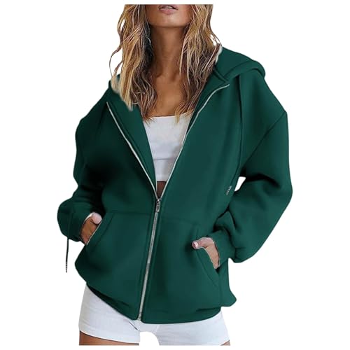 Sweatjacke Damen Oversize Sommer Sweatshirt Jacke Mit Kapuze - Baumwoll Zipper Hoodie Kapuzenjacke Langarm Sweatshirt Sport Style Bluse Kapuzenpullover Mit Reißverschluss von Generic