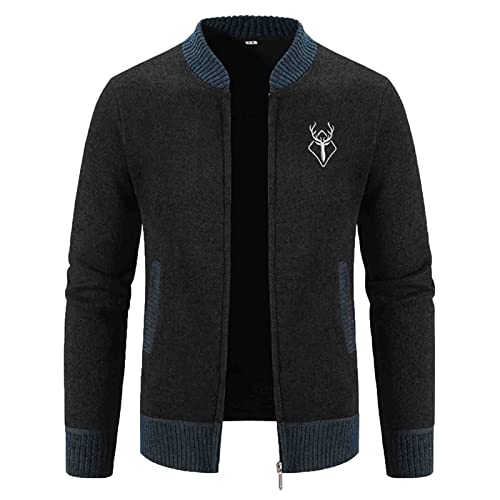 Sweatjacke Herren Ohne Kapuze mit Reissverschluss Sportjacke Jacke Klassisch Stehkragen Trainingsjacke Strickjacke mit Taschen Übergangsjacke Freizeitjacke Leichte Softshelljacke Laufjacke von Generic