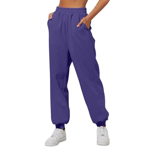 Sweatpants Freizeithose Damen, Sporthose Locker|Elegant Sport Hose High Waist mit Taschen Fleece Gefüttert Yogahose Lang Laufhose Schlupfhose Sporthosen für Frauen von Generic