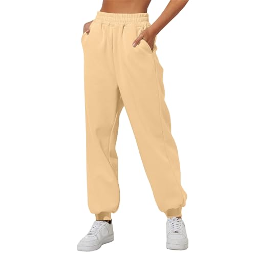 Sweatpants Freizeithose Damen, Sporthose Locker|Elegant Sport Hose High Waist mit Taschen Fleece Gefüttert Yogahose Lang Laufhose Schlupfhose Sporthosen für Frauen von Generic