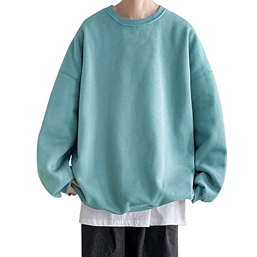 Sweatshirt Herren Ohne Kapuze- Pullover Herren Langarm,Langarmshirt Herren große Größe Einfarbig Lässige Locker Oberteile angesetzten Ärmeln Winter Thermo Fleecepullover Plüschsweatshirts von Generic