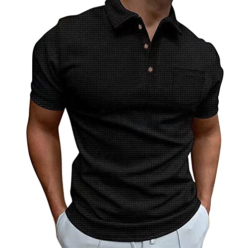 T Shirt Herren Lang Fitness Shirt Herren Poloshirt Herren Langarm Fitness Tshirt Herren Holzfällerhemd Herren Sommerhemd Herren Hemd Kariert Herren Anzug Hemd Herren(Schwarz, XL) von Generic