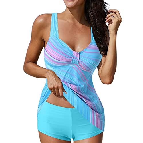 Tankini Damen Push Up -Tankini Bauchweg-Zweiteilig Badeanzug mit Shorts Sexy Push-Up Tankinis Oberteil mit Badeshorts Schwimmanzug Schlankheits Beachwear Elegant Badeanzüge Bademoden von Generic