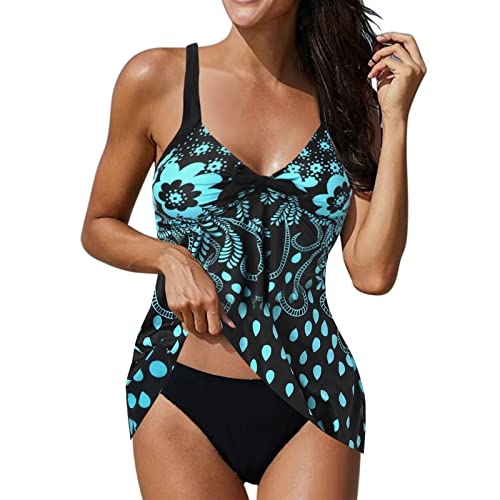 Tankini Damen mit Shorts -Tankini Damen Bauchweg-Zweiteilig Badeanzug Damen Große Größen Sexy Blumenmuster Träger Oberteile und Bikinislip Bademode Strandmode Tankinis Set Badeanzüge für Frauen Tankini Damen mit Shorts -Tankini Damen Bauchweg-Zweiteilig Badeanzug Damen Große Größen Sexy Blumenmuster Träger Oberteile und Bikinislip Bademode Strandmode Tankinis Set Badeanzüge für Frauen von Generic