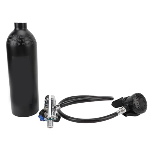 Tauchtank, Unterwasser-Sauerstoffflasche, Tragbar, 1 L Fassungsvermögen, Rostbeständig, Leicht, für Tauchausrüstung (Black) von Generic