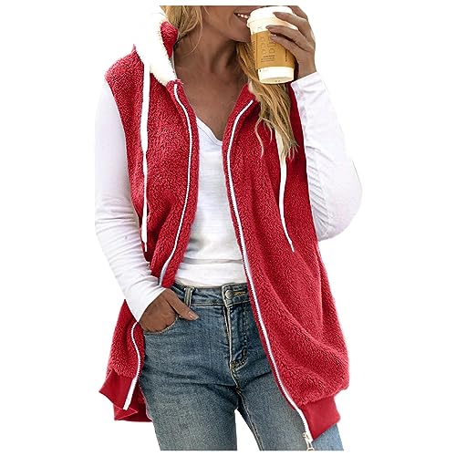 Teddyfleece Mantel Damen Lang Damen Fleecejacke Mit Kapuze Damen Wintermantel Warm Casual Große Größen Damen Sweatjacke Kapuzenjacke Damen Mit Full Zip Teddy Jacken Und Damen - Jacken Mit Taschen von Generic