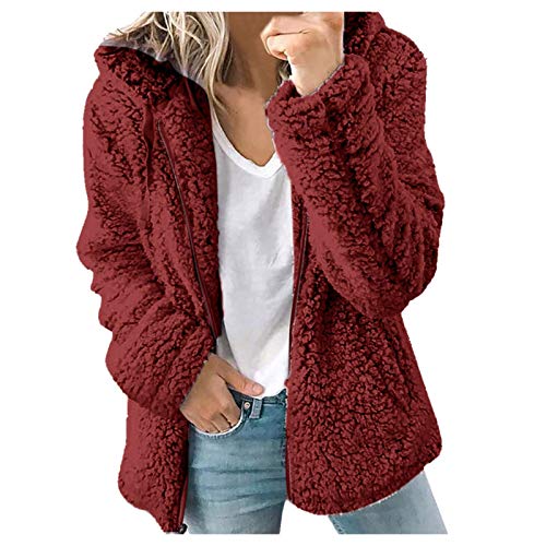 Teddyfleece Mantel Damen Lang Damen Winterjacke Große Größen Fleece Damen Jacke Lang Damen Sweatjacke Casual Kapuzenjacke Damen Mit Full Zip Outdoor Fleecejacken Für Damen Hoodie Mit Taschen von Generic