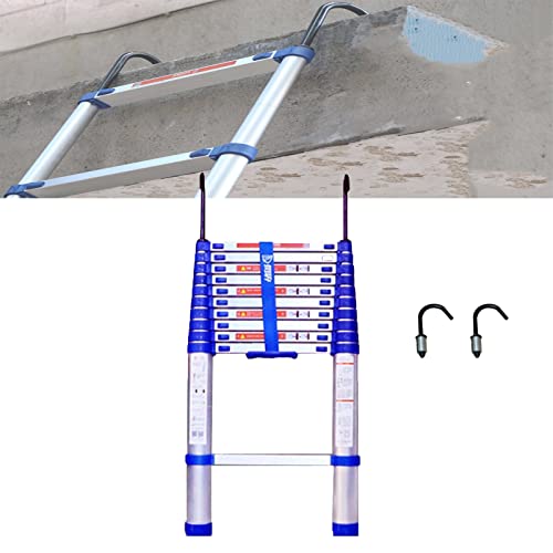 Teleskopleiter, Blaue Verlängerungsleiter mit abnehmbaren Haken, 2/2,6/2,9/3,2/3,8/4,1/4,4/4,7/5,1/5,5/5,9/6,3 Fuß, Aluminium-Teleskopleitern von Generic