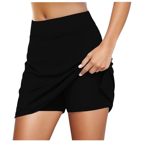 Tennis Rock Damen mit Shorts, Tennisrock Damen mit Shorts Taschen,Sportskort Damen Hohe Taille Hosenrock Golfrock Wanderrock Vielseitig Dehnbar Skort Knielanger Hosenrock mit Innenshorts Golf Skorts von Generic