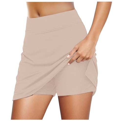 Tennis Rock Damen mit Shorts, Tennisrock Damen mit Shorts Taschen,Sportskort Damen Hohe Taille Hosenrock Golfrock Wanderrock Vielseitig Dehnbar Skort Knielanger Hosenrock mit Innenshorts Golf Skorts von Generic