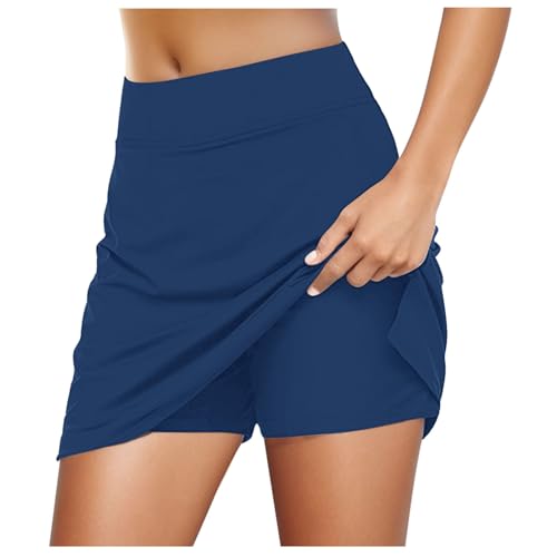 Tennis Rock Damen mit Shorts, Tennisrock Damen mit Shorts Taschen,Sportskort Damen Hohe Taille Hosenrock Golfrock Wanderrock Vielseitig Dehnbar Skort Knielanger Hosenrock mit Innenshorts von Generic