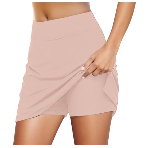 Tennis Rock Damen mit Shorts, Tennisrock Damen mit Shorts Taschen,Sportskort Damen Hohe Taille Hosenrock Golfrock Wanderrock Vielseitig Dehnbar Skort Knielanger Hosenrock mit Innenshorts von Generic