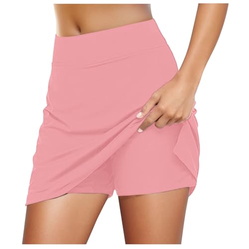 Tennis Rock Damen mit Shorts, Tennisrock Damen mit Shorts Taschen,Sportskort Damen Hohe Taille Hosenrock Golfrock Wanderrock Vielseitig Dehnbar Skort Knielanger Hosenrock mit Innenshorts von Generic