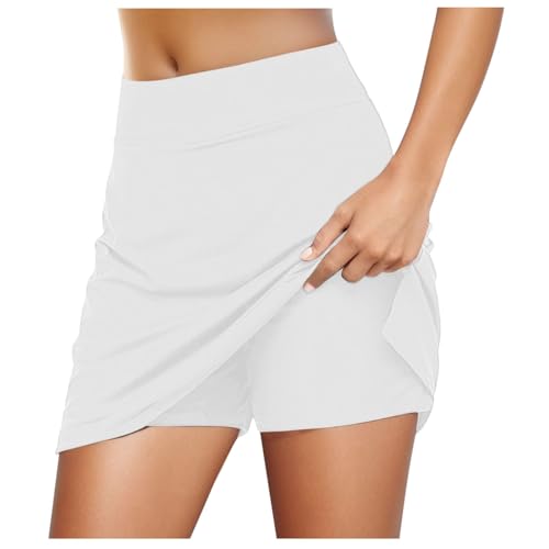 Tennis Rock Damen mit Shorts, Tennisrock mit Shorts Taschen,Sportskort Damen Hohe Taille Hosenrock Golfrock Wanderrock Vielseitig Dehnbar Skort Knielanger Hosenrock mit Innenshorts Golf Skorts von Generic