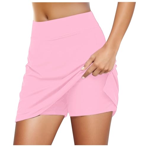 Tennis Rock Damen mit Shorts, Tennisrock mit Shorts Taschen,Sportskort Damen Hohe Taille Hosenrock Golfrock Wanderrock Vielseitig Dehnbar Skort Knielanger Hosenrock mit Innenshorts Golf Skorts von Generic