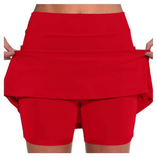 Tennisrock Damen mit Hose, Tennis Rock Damen mit Shorts Taschen,Sportskort Damen Hohe Taille Hosenrock Golfrock Wanderrock Dehnbar Skort Vielseitig Knielanger Hosenrock mit Innenshorts Golf Skorts von Generic