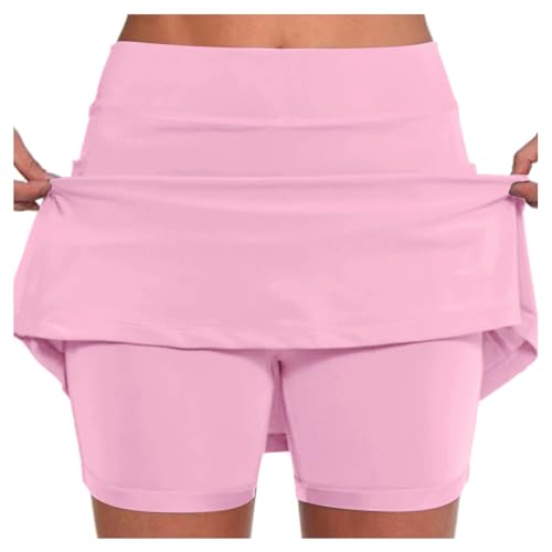 Tennisrock Damen mit Hose, Tennis Rock Damen mit Shorts Taschen,Sportskort Damen Hohe Taille Hosenrock Golfrock Wanderrock Dehnbar Skort Vielseitig Knielanger Hosenrock mit Innenshorts von Generic