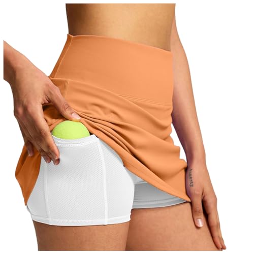 Tennisrock Damen mit Hose, Tennis Rock mit Shorts Taschen,Sportskort Damen Hohe Taille Hosenrock Wanderrock Dehnbar Skort Vielseitig Golfrock Knielanger Hosenrock mit Innenshorts Golf Skorts von Generic