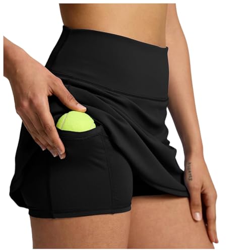 Tennisrock Damen mit Hose, Tennis Rock mit Shorts Taschen,Sportskort Damen Hohe Taille Hosenrock Wanderrock Dehnbar Skort Vielseitig Golfrock Knielanger Hosenrock mit Innenshorts Golf Skorts von Generic