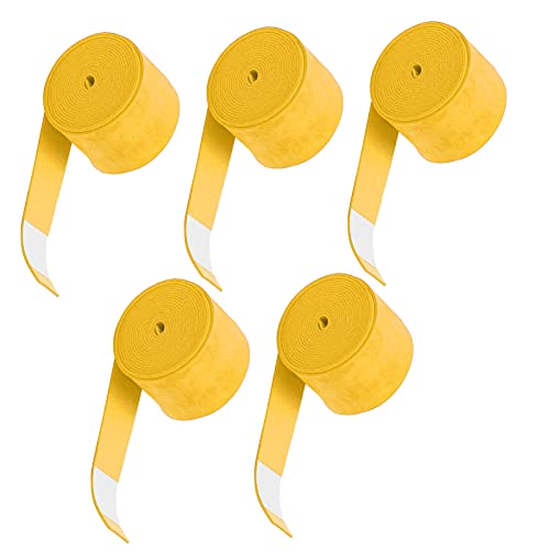 Tennisschläger-Griffband, Tennisschläger-Griffband, Schweißabsorbierend, 5 Stück, PU, ​​atmungsaktiv, Nicht Klebrig, Matt, Griffband für Badminton-Tischtennisschläger (Yellow) von Generic