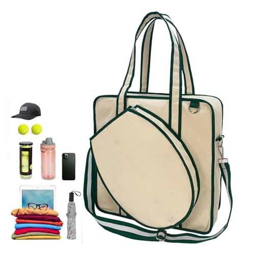 Tennistasche – Canvas-Schläger-Umhängetasche, große Sporttasche, Tennis-Badminton-Tasche | Robuste Canvas-Umhängetasche mit Wasserflaschenhalter, Outdoor-Sportzubehör für Männer und Frauen, Tennisspie von Generic