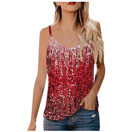 Tops Damen Glitzer Pailletten Tank Tops Spaghettiträger Oberteil Party Sparkle Shimmer Trägershirt Silvester Valentinstag Blusen Metallic Top Shirt Elegant Ärmellose Weste Tops Damen Glitzer Pailletten Tank Tops Spaghettiträger Oberteil Party Sparkle Shimmer Trägershirt Silvester Valentinstag Blusen Metallic Top Shirt Elegant Ärmellose Weste von Generic