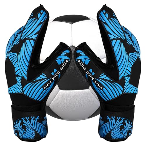 Torwarthandschuhe - Professionelle Fußballhandschuhe, Fingerschutzhandschuhe | Handfläche aus Latex mit starkem Griff, atmungsaktive Netzrückseite, verstellbare Handschlaufe für Kinder, Jugendliche un von Generic