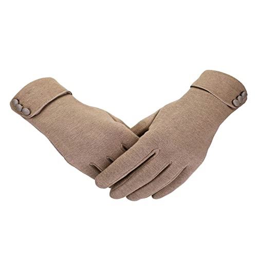 Touchscreen-Handschuhe für Damen, Winter, warm, Thermisch, weich gefüttert, SMS-Handschuhe, Winddichte Fahrhandschuhe für Damen Kleidung 1920 (Khaki, A) von Generic