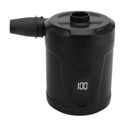 Tragbare Inflatorpumpe, 4300 Pa USB Wiederaufladbare Elektrische Luftpumpe, Effiziente Inflator-LED-Anzeige, Kabellos, 5200 MAh, für Camping für Luftmatratzenbett (Black) von Generic