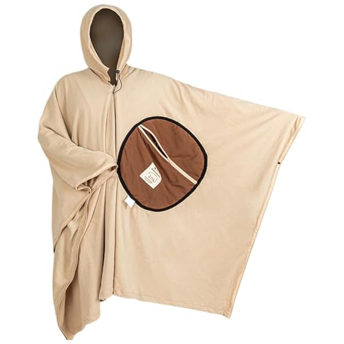 Tragbarer Schlafsack – Fleece Camp Cloak Cape | Mehrzweck-Stadiondecke Für Den Außenbereich, Winddichter Kapuzenponcho | Gemütliche Campingdecke Zum Wandern, Lagerfeuer Und Outdoor-Abenteuer von Generic