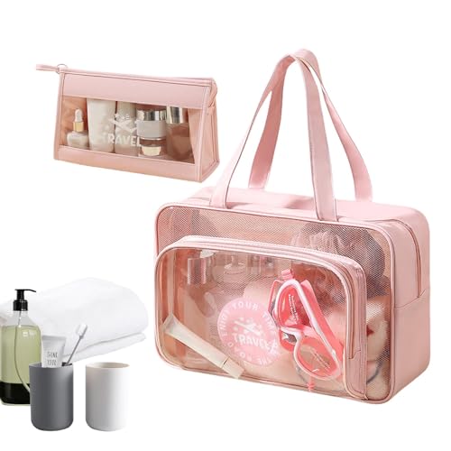 Transparente Make-up-Tasche, Nass-/Trockentrennung, PVC-Make-up-Tasche, Organizer, Reise-Make-up-Kosmetiktasche, transparente Kulturbeutel für Badezimmer, Reisen, rose, Refer to description, Unisex von Generic