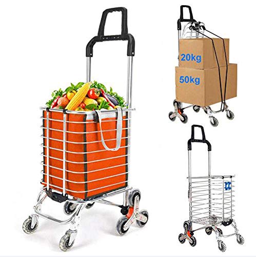 Trolley Einkaufswagen, zusammenklappbarer Einkaufswagen auf Rädern, großer und Leichter Einkaufswagen mit Abnehmbarer Tasche (A) von Generic