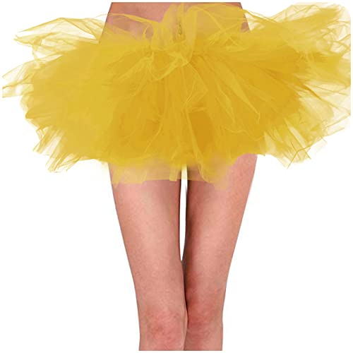 Tüllrock Damen - Tutu bunt Tüll Rock Jahre Retro Ballet Tanzrock Kurz Ballett Tütü Rockabilly Petticoat Unterrock Tanzkleid Rockabilly 80er Hohe Taille Ballettrock Petticoat Tanzkleid Karneval Kostüm von Generic