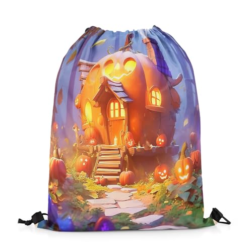 Tunnelzug Gym Sack Pumpkinhaus Happy Halloween Lustige Pumpkinse Lamper, Stofftasche Bag 36X43Cm Mit Kordelzug Sportbeutel Verstellbar Stoff Beutel Für Freizeit Sport Strand von Generic