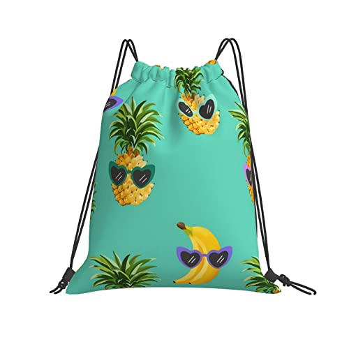 Turnbeutel Ananas Banane Lustige Brille Gymsack Sports Sportbeutel Wasserdicht Gym Sack Für Holidays Reisen Strand 36x42cm von Generic