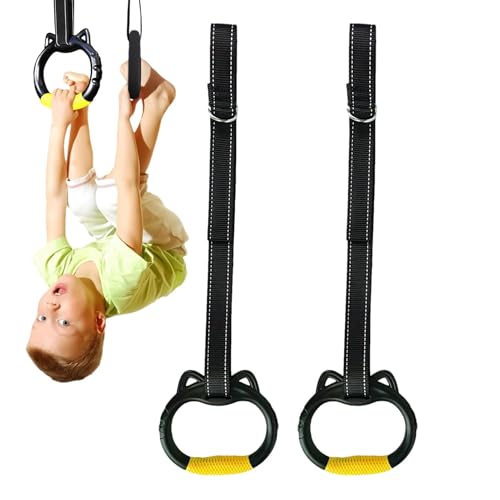 Turnringe für Kinder – rutschfeste Trapezstange mit Ringen für das -Fitnessstudio | Robuste Turnringe für Kinder für Ganzkörpertraining, Krafttraining und unterhaltsame Indoor-Übungen von Generic