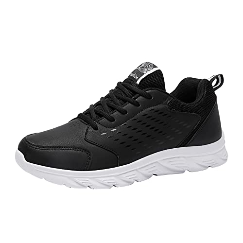 Turnschuhe Herren High Top Schuhe Herren Schuhe Casual Leder Schnürung Einfarbig Lässige Mode Einfache Schuhe Laufschuhe von Generic