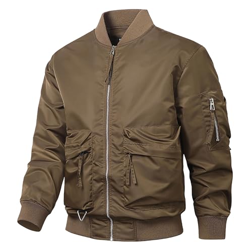 Übergangsjacke Herren Bomberjacke Blouson Sommer Jacken Leichter Windbreake Jacket Freizeitjacke Jacke Dünne Windjacke Pilotenjacke Sommerjacken Freizeit Collegejacke Casual Fahrradjacke von Generic