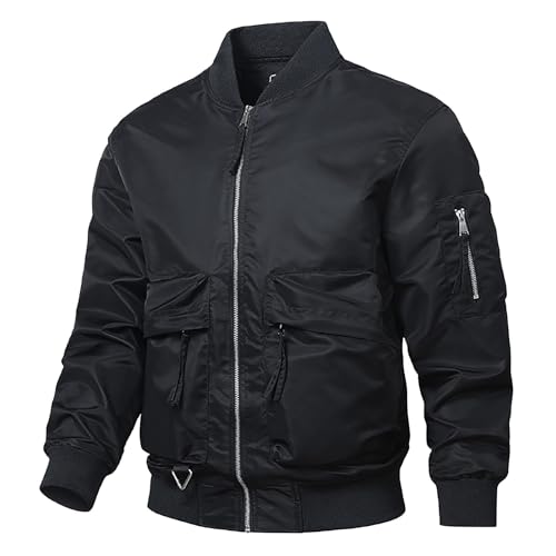 Übergangsjacke Herren Bomberjacke Blouson Sommer Jacken Leichter Windbreake Jacket Freizeitjacke Jacke Dünne Windjacke Pilotenjacke Sommerjacken Freizeit Collegejacke Casual Fahrradjacke von Generic