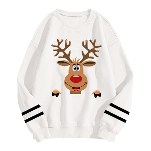 Ugly Christmas Sweater Rentier Pullover Mit Kapuze Glitzernder Damen Weihnachtspullover Für Die Feiertage Damen Weihnachts Sweatshirt Mit Gemütlicher Kapuze Bequemer Oversize Damen Sweatshirt von Generic