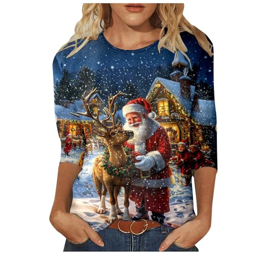 Ugly Christmas Sweater Strickpullover Weihnachten Für Damen Damen Weihnachtssweater Mit Lustigem Print Damen Weihnachtspullover Mit Süßem Elch-Motiv Warmer Damen Kapuzenpullover Für Den Winter von Generic