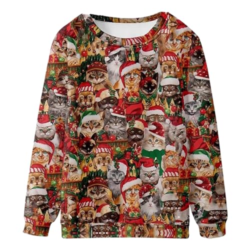 Ugly Christmas Sweater Weihnachtspullover Herren Rundhals Langarm Grosse Grössen Lustig Ugly Weihnachtspulli Herren Mit Christmas Ugly Muster Klassiker Hässlich Soft Weihnachtspullover Pärchen von Generic