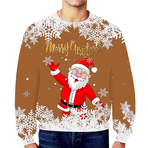 Ugly Weihnachtspullover Herren, Sweatshirt Herren Ohne Kapuze Langarm Herbst Winter 3DDruck Weihnachts Sweatshirt Für Teenager Jungen Winter Weihnachts Pulli Winter Sweatshirt von Generic