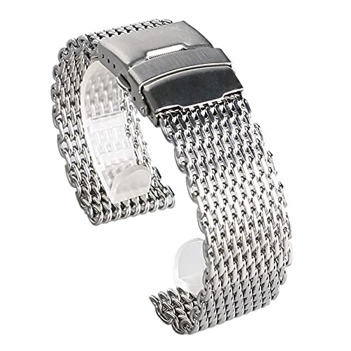 Uhrenarmbänder, 18 mm, 20 mm, 22 mm, 24 mm, luxuriöses Edelstahl-Mesh-Armbanduhrenarmband, modisches silbernes Uhren-Ersatzarmband, Uhrenarmband-Ersatz von Generic