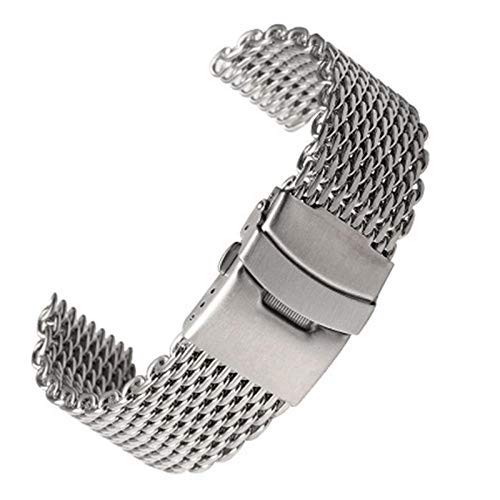 Uhrenarmbänder Silber 18 mm/20 mm/22 mm/24 mm Edelstahl Mesh Uhrenarmband Mesh Metall Armband Armband für Uhr von Generic