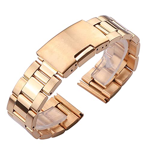 Uhrenarmband, 18, 20, 22, 24 mm, massives Edelstahl-Uhrenarmband, Metallarmband, gerades Ende, Gold, Silber, Schwarz, Armbanduhren, Ersatzarmband von Generic